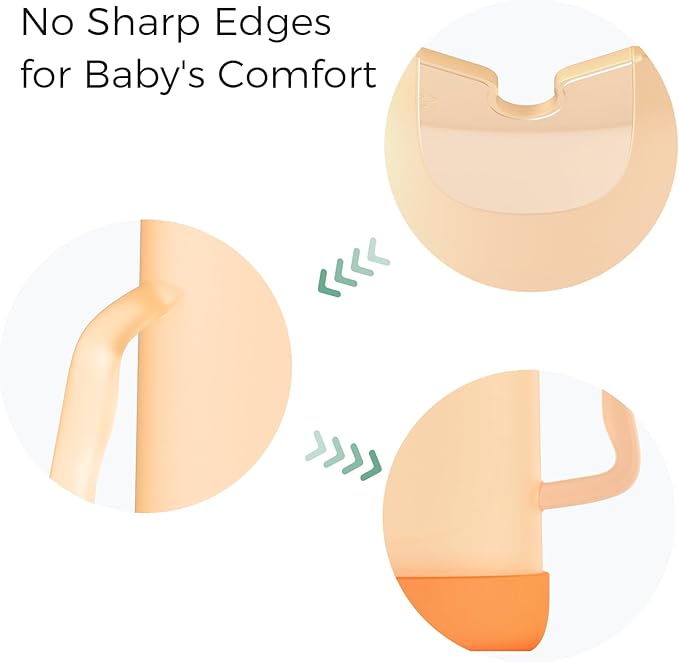 Momcozy Baby Pouch Holder No Squeeze for Food Pouches and Drink Boxes, Allows Baby to Self-feed and Avoid Messes, Baby Food Pouch Holder Handle is Easy to Grip, Comfortable, Green&Orange