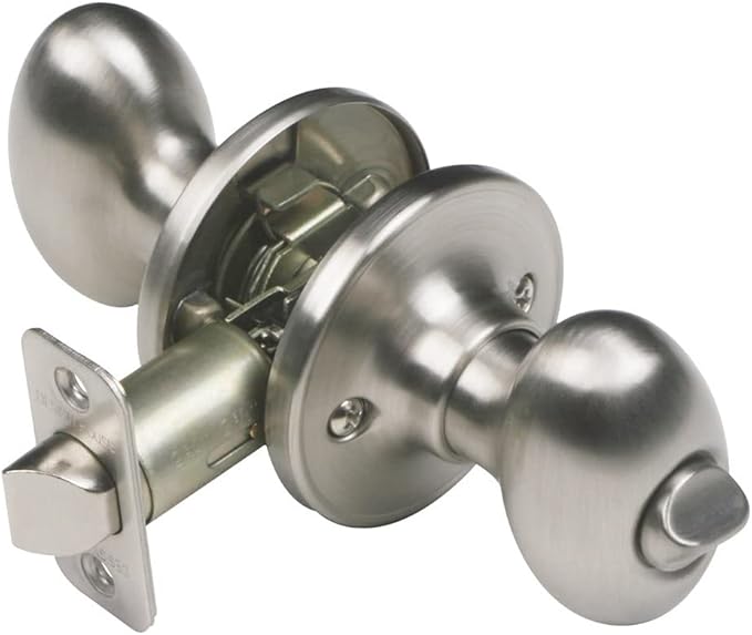 Design House 750497 Egg Privacy Bed and Bath Door Knob Satin Nickel