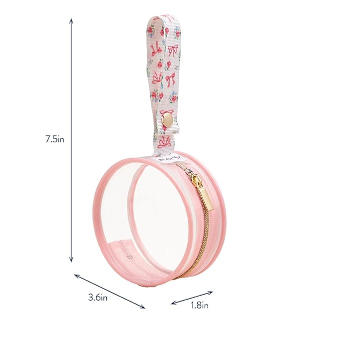 Itzy Ritzy Clear Pacifier Case with Handle – Easily Attaches to Diaper Bag or Purse – Holds 2 Pacifiers (Bows)