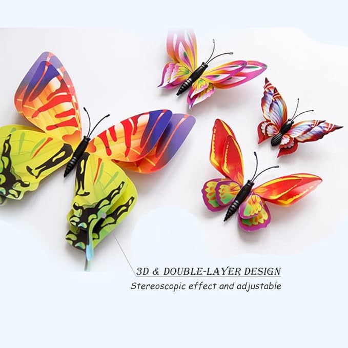 OPSEAM Butterfly Wall Decor 72 PCS, 3D Butterflies Stickers for Party Decorations with Magnets(Multiple Colour, 72)