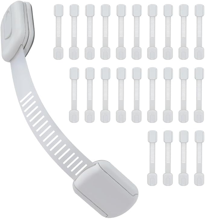 Vkania Child Proof Cabinet Locks - Cabinet Locks Baby Proofing with 3M Adhesives for Refrigerator, Oven, Cupboards, Toilet Seat - Adjustable,Easy Installation,No Drilling (24 Pack)
