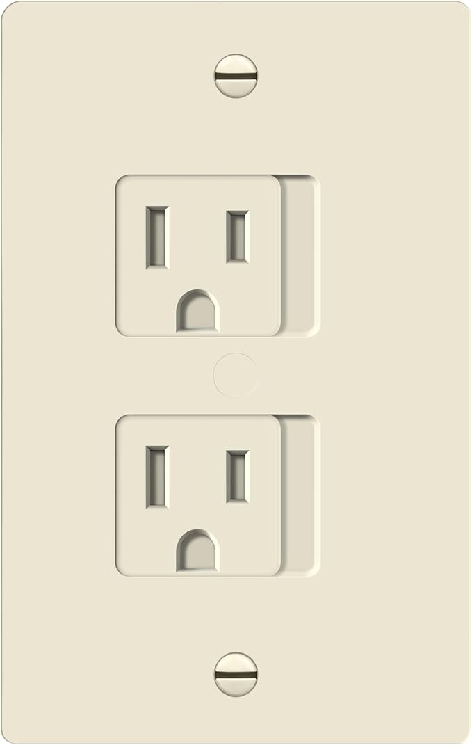 ENERLITES Child Proof Outlet Cover, Self-Closing, Fits Both Duplex and Decorator Outlet, Safety Design, Tamper-Resistant Socket Plug for Receptacle, Size 4.75" x 3.9", 8800-TR, Light Almond