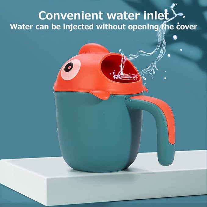 Baby Rinse Cup, Cute Cartoon Fish Baby Bath Rinser Baby Rinser Pail Shampoo Rinser, Newborn Bath Shower Wash Hair Cup for Rotecting Infant Eyes