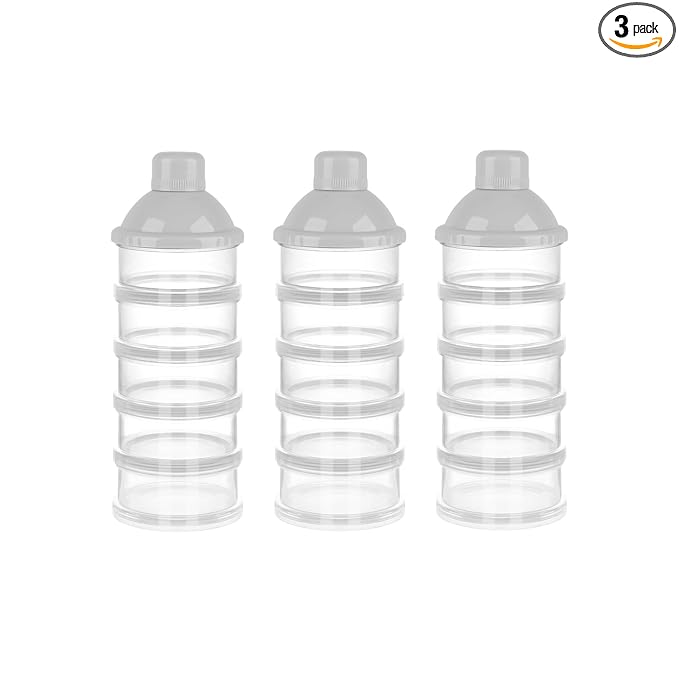 Accmor Formula Dispenser On The Go, 5 Compartments Stackable Formula Container for Travel, Baby Milk Powder Kids Snack Container, BPA Free