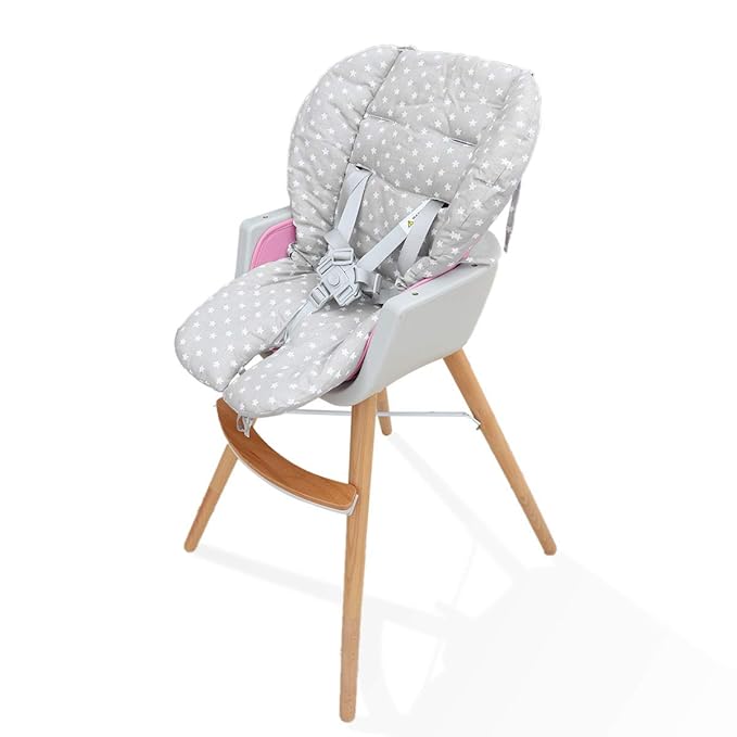 Twoworld High Chair Cushion, Large Thickening Baby High Chair Seat Cushion Liner Mat Pad Cover Breathable Suitable for All Kinds of Baby Dining Chairs (Fashion Gray Star)