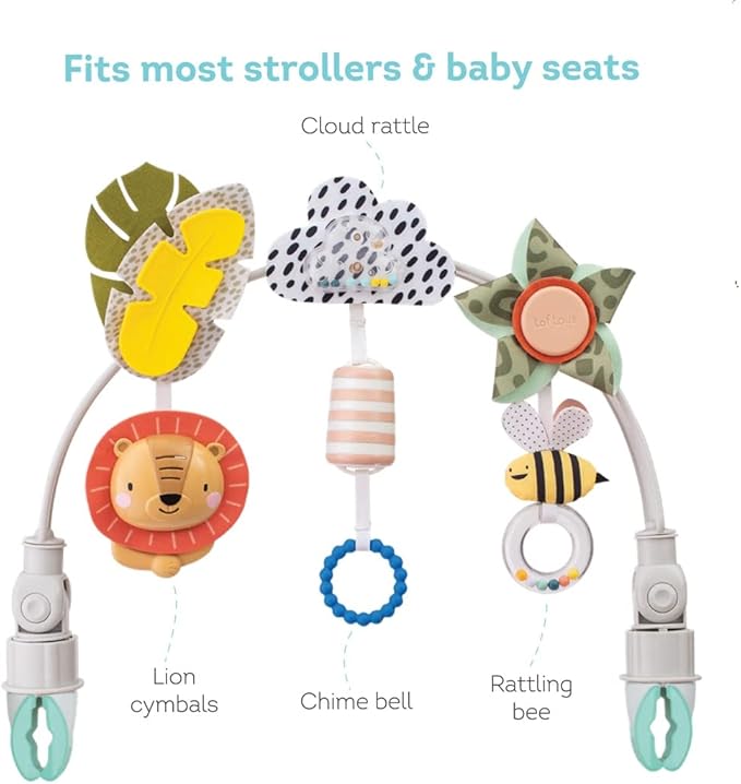Taf Toys Savannah Adventures Arch with Fascinating Toys, Stimulates Baby’s Senses & Motor Skills Development | Newborn Toys & Baby Toys 3-6 Months | Use on Strollers, Bassinets, Crib & Car Seats