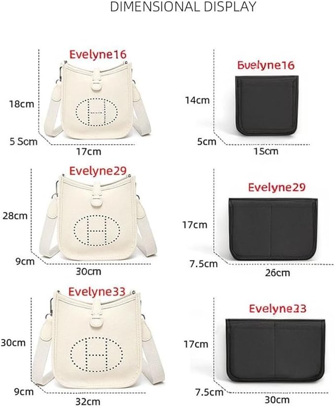 SMART DK Purse Insert Organizer for Evelyne 16 Bags,Premium Purse Felt Insert (Black, For Evelyne 16)