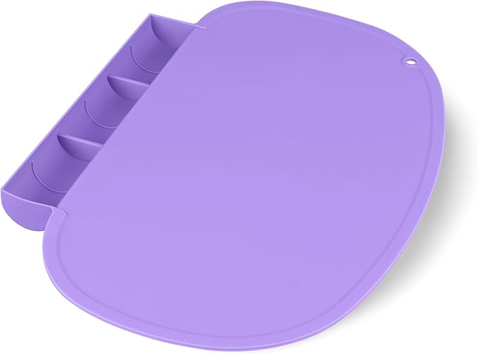 Silicone Placemat for Baby, Tablemats with Food Catching Pocket, Non-Slip Silicone Placemat for Restaurants Home Travel (Lavender)