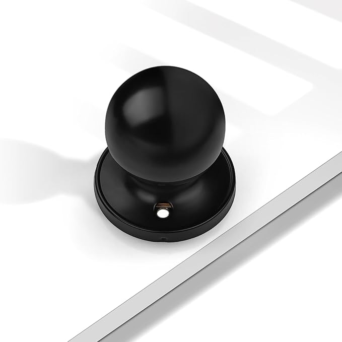 Probrico Black Door Knobs, Hall Dummy Door Handle with Round Ball, Closet Pantry Door Knob Interior Door Knobs, 2 Pack