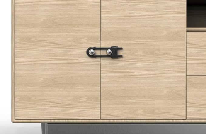 4 Pack Child Proof Sliding Cabinet Door Code Locks Baby Safety Cupboard Locks Adjustable U Shaped Cabinet Latches for Knob Handle Drawers Closet (4 PCS, Grey)