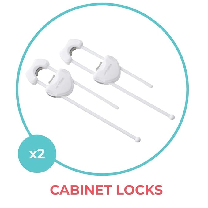 Toddleroo by North States - Large Sliding Cabinet Locks for Baby Proofing: Child Proof Cabinet Locks - 2 Pack - White