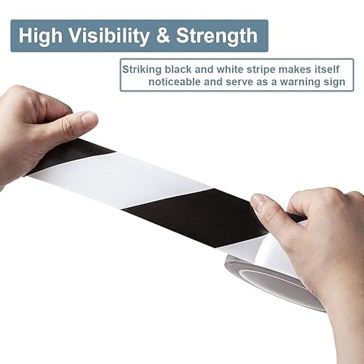 LeaGerous 6 Rolls Hazard Warning Safety Stripe Tape 2”x 36 Yards Black White Caution Tape Roll Waterproof Anti Slip Floor Marking Tape for Wall Floor Pipe Equipment Factory