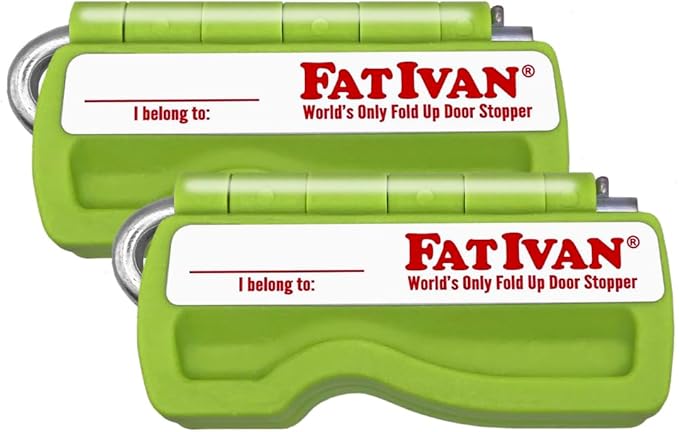 The Original Fat Ivan Fold Up Doorstop Wedge with Magnet - for Moving Office Home or School - Great for Police, Admin, Firefighters and Any time You Need a Door to Stay Open Green 2 Pack