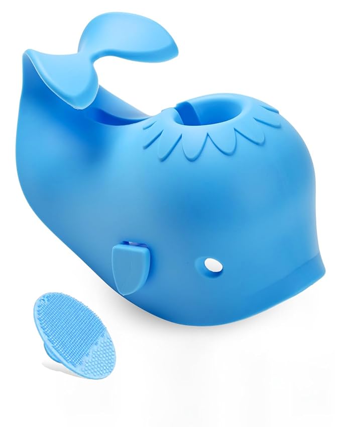 Mandoo Faucet Cover Bathtub Baby, Bath Spout Cover for Baby, Bath Faucet Cover for Kids, Tub Spout Cover Bathtub Faucet Cover Kids Safety, Protection Baby Universal Bath Silicone Toys Whale Blue