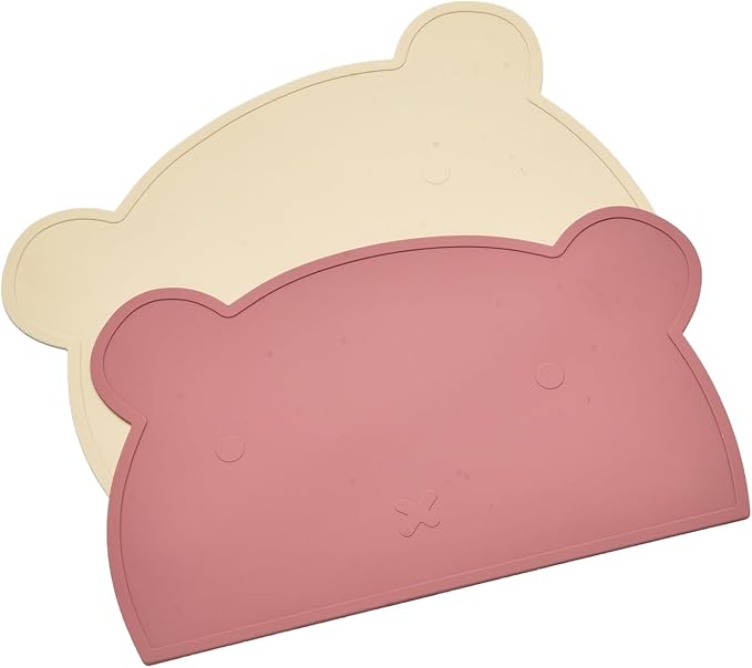 Silicone Bear Placemat for Toddlers (White Pink)