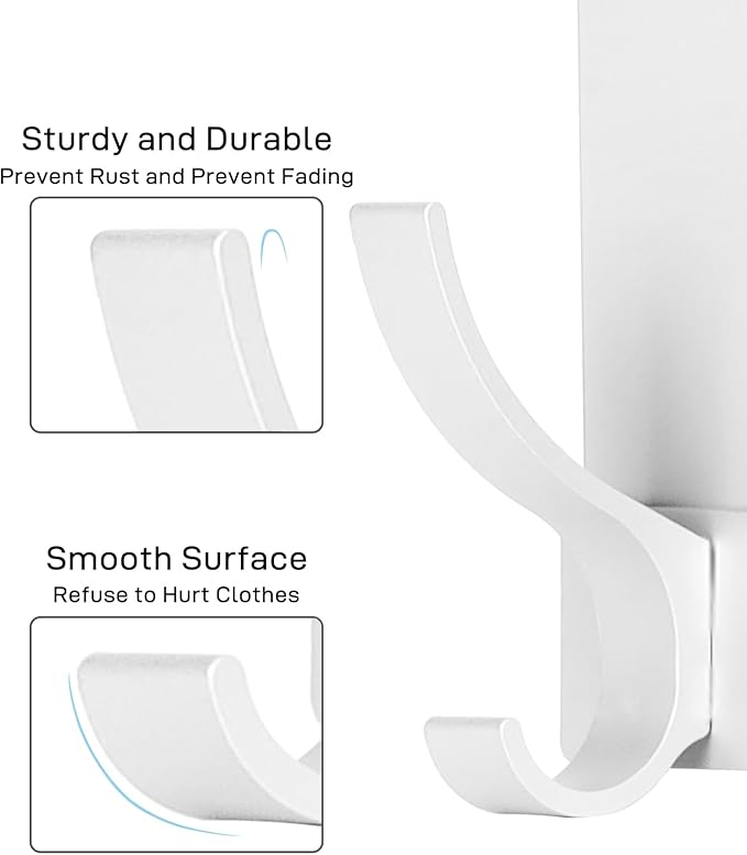 Optish Over The Door Hooks, Door Hanger Hooks for Hanging, Over The Doors Towel Racks for Bathroom with 10 Coat Hook, Coat Rack Bathroom Accessories（1 Pack, Silver）