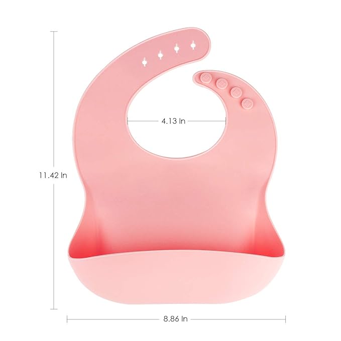 3 Pack Silicone Baby Bib for Babies & Toddlers (6-72 Months), Waterproof, BPA Free, Green Pink and Blue, Easy Wipe Clean