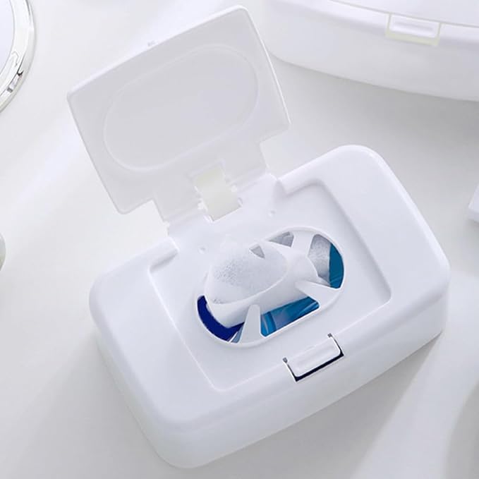 PRETYZOOM 6.7 Inch Plastic Wipe Storage Box Refillable Baby Wipes Holder with Lid for Nursery Bathroom Tissue Container Wet Tissue Case