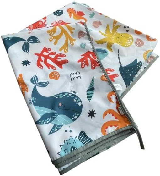 Waterproof High Chair Splat Mat – Machine Washable Floor & Table Protector for Baby Feeding, Art & Crafts, Outdoor Use (Ocean, 114x98 Inch)