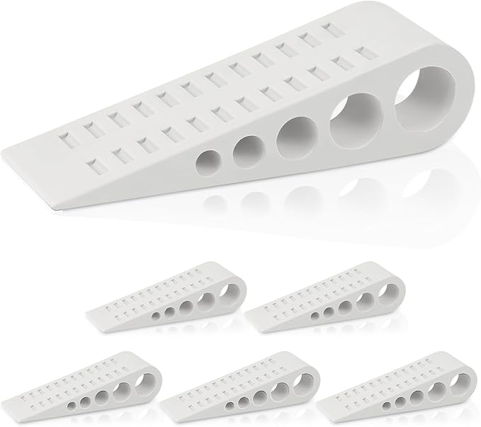 Door Wedge Stop with Anti-Squeak Design - Soft Rubber Door Stopper for Floor Protection, Universal Fit Under Door Gap(6 Pack, Whtie)