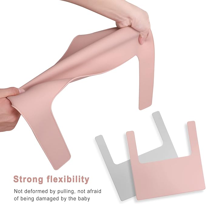 High Chair Placemat, Long Lasting High Chair Placemat Silicone, 2-Piece Set, Can Be Used Interchangeably, Suitable for IKEA Antilop Highchai, for Toddlers and Babies (Pink/Grey)