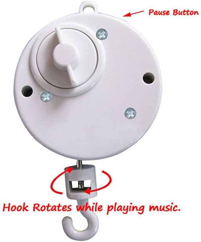 Brahms Lullaby Baby Music Box, Rotary Mobile Crib Bed Bell Toy Windup Musical Gift with Rotating Hook for Babies Boy Girl Kids Children