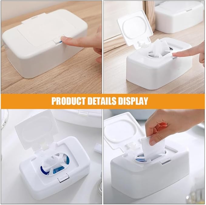 PRETYZOOM 6.7 Inch Plastic Wipe Storage Box Refillable Baby Wipes Holder with Lid for Nursery Bathroom Tissue Container Wet Tissue Case