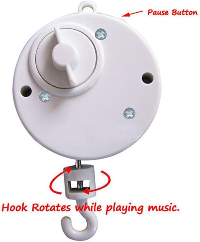 Over The Rainbow Baby Music Box, Rotary Mobile Crib Bed Bell Windup Musical Gift with Rotating Hook for Babies Boy Girl Kids Children