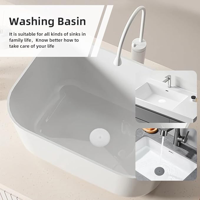 Tub Stopper 2PCS,Bathtub Drain Stopper,6 inches Bathtub Tub Drain Cover Stopper,Silicone Drain Plug,Kitchen Bathroom Hair Water Shower Stopper,Large Bathroom Laundry Accessories (Grey/White)