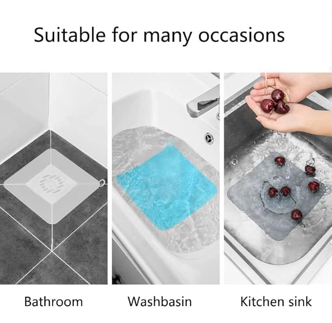 Silicone Tub Stopper Floor Drain Cover, 2 Pieces Sewer Anti-Odor Mat Deodorizing Drain Plugs for Kitchen, Bathroom and Laundry(6 x 6inch)