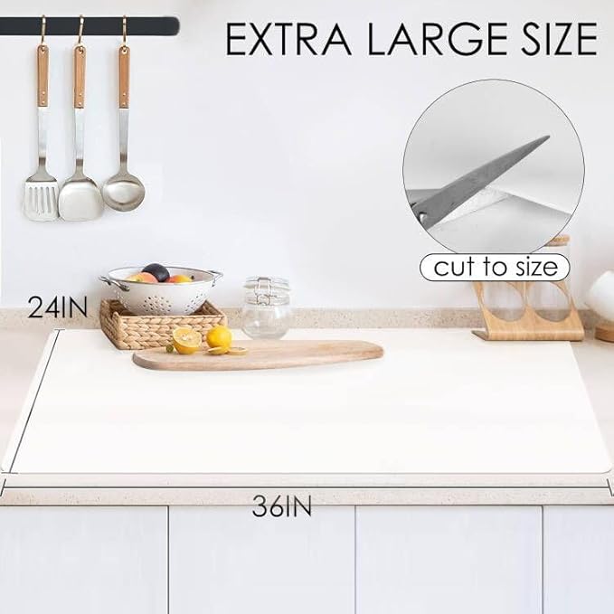 Extra Large Silicone Mat for Kitchen Counter 36" x 24" Silicone Table Mat for Resin Workbench Mat Heat Resistant Mat Coffee Bar Mat,Translucent