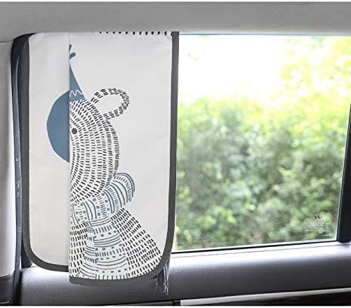 BEBEDECO Magnetic Car Sun Shade Curtain for Side Window – Sun Blocker and UV Protector for Baby, Kids, and Pets – Universal Fit with Built-in Magnets for Steel-Framed Door (Be-Awesome Bear)