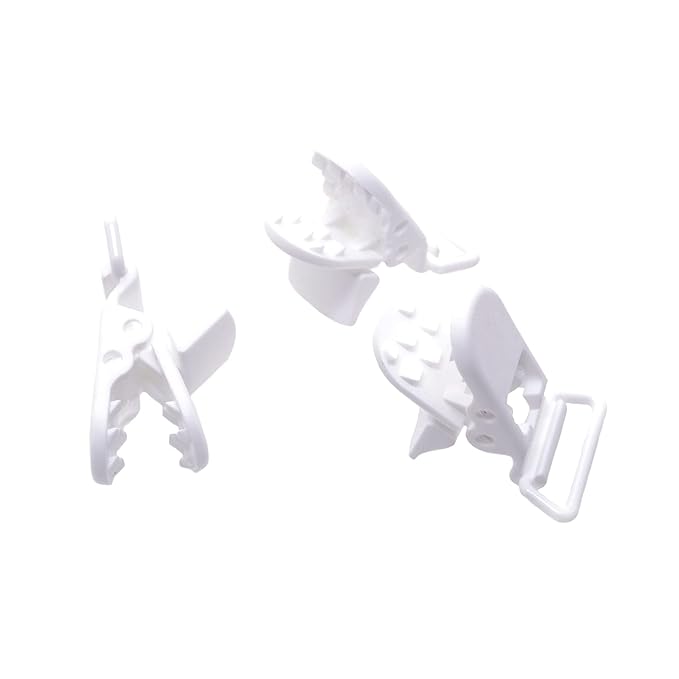 Sutoyuen 25Pcs Pacifier Clips Holders Suspender Mitten Binky Clip for DIY Dummy Chain Baby Blankets Bib Holder Suit for 20mm Ribbon (White)