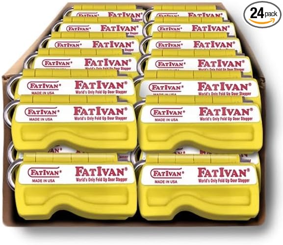 The Original Fat Ivan Fold Up Doorstop Wedge with Magnet - for Moving Office Home or School - Great for Police, Admin, Firefighters and Any time You Need a Door to Stay Open (24, Yellow)