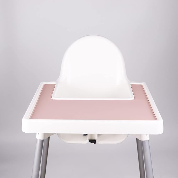 High Chair Placemat, Durable High Chair Placemat Silicone, Clean and Hygienic, Suitable for IKEA Antilop Highchai, for Toddlers and Babies (Pink)