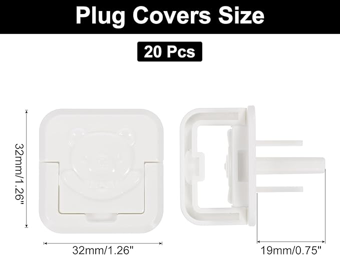 MECCANIXITY 20 Pack Outlet Covers Proofing, Plug Covers Easy Installation Electric Plug Protectors Safety Socket Cover Plugs Protector White