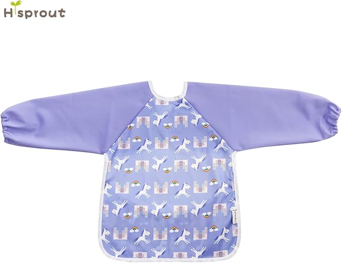 Hi Sprout Infant Toddler Baby Waterproof Sleeved Bib, Bib with Sleeves&Pocket, 6-24 Months