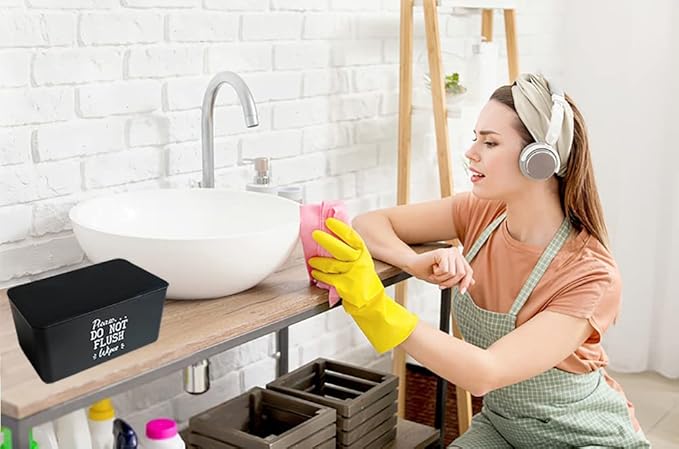 Moorfowl Baby Wipes Dispenser for Bathroom,Please DO NOT Flush Wipes Container Holder, Upgarde Size (8.2L x 4.9W x 3.9H inches)