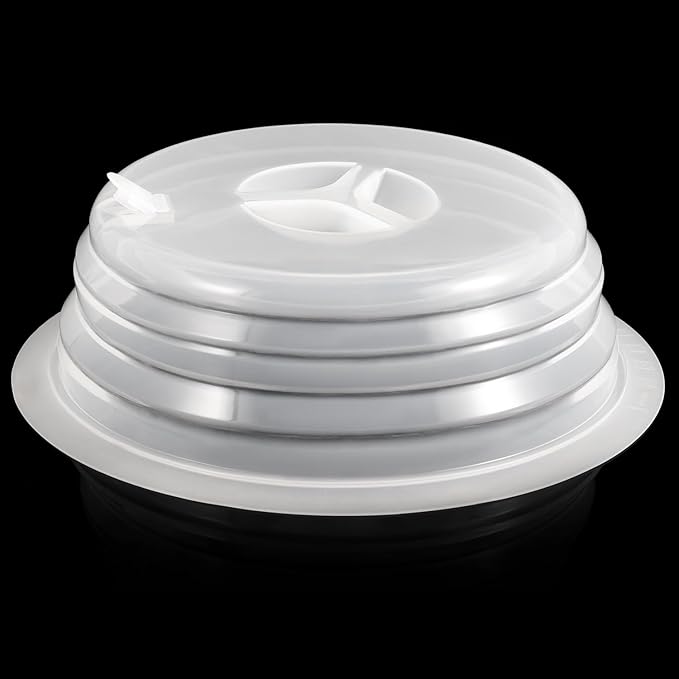 Kichwit Silicone Microwave Plate Cover Collapsible, Dishwasher Safe and BPA Free, White, 10.2"