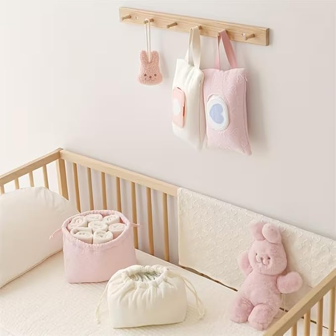 Quilted Baby Wipe Holder Quilted Wipe Pouch Portable Hanging Floral Wet Wipes Bag for Car, Stroller