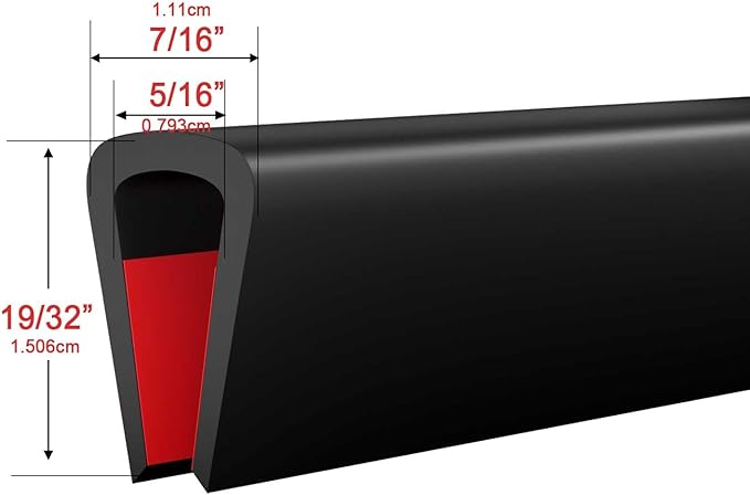 Silicone Edge Trim Self-Adhesive U Channel Silicone Edge Trim Edge Protector for Sheet Metal (Black, Fit 5/16" - L 10')