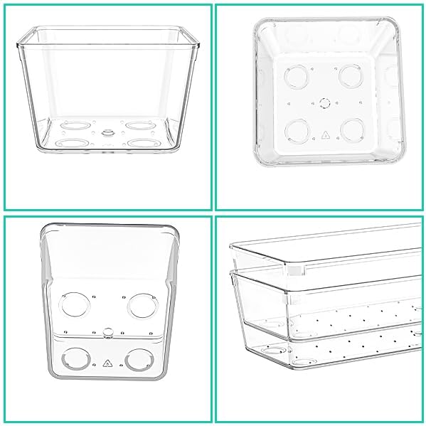 Clear Plastic Drawer Organizers Set of 45 Vanity Organizers Stackable Storage Bins Dividers Bathroom Organizers Storage Vanity Organizer Bins for Makeup, Kitchen Utensils, Jewelries, Office