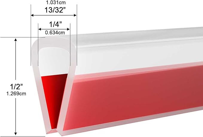 Silicone Edge Trim Self-Adhesive U Channel Silicone Edge Trim Edge Protector for Sheet Metal (Clear, Fit 1/4" - L 20')