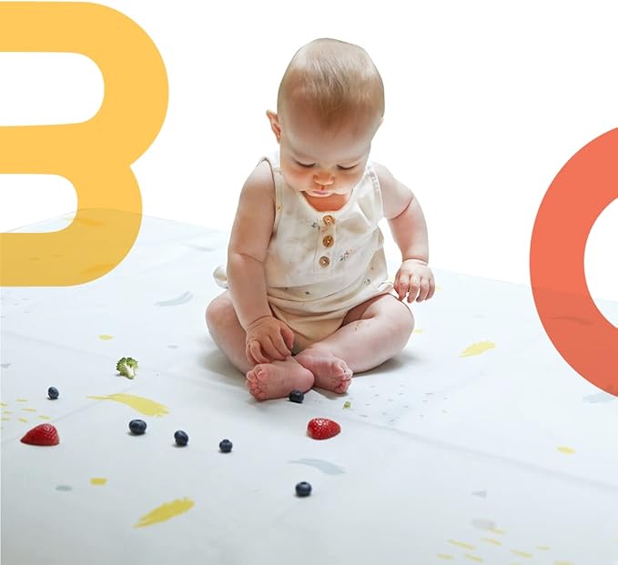 ORIBEL Splat Mat| 51''x51''| Baby Splat Mat for Under High Chair| Easy to Clean Mat| Non-Slip Play Mat| Stain & Water- Resistant| Machine Washable Spill Mat