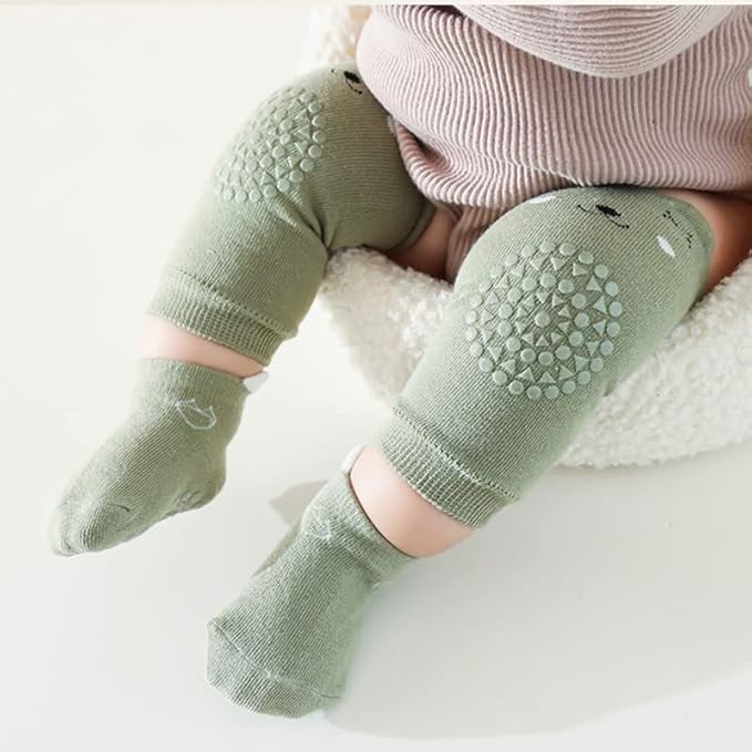 Feidoog Baby Crawling Knee Pads with Anti-Slip Elastic 3 Pairs Knee Pads and 3 Pairs Socks Set,Infant Kneepads for Crawling