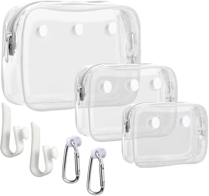 3 Packs Clear Bogg Beach Tote Bag with 2 Pack Insert Hooks Accessories for Bogg Bags Travel Makeup Clean Toiletry Brush Organizer Cosmetic Divider Storage Inner Pouch