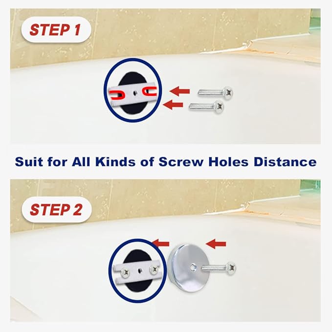 Single Hole Bathtub Drain Overflow Plate/Tub Overflow Drain Ccover with Three Matching Screws/Bathtub Overflow Drain Cover Includes an Adapter (Chrome)
