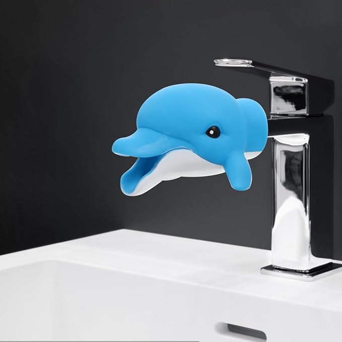 Ipetboom Kids Faucet Extender Cartoon Sink Spout Guide Baby Hand Washing Tool Portable Vinyl Design 4.13X3.34X2.55 Inches Safe Toddler Bath Accessory