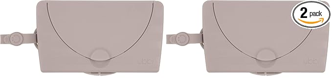 Ubbi On-The-Go Baby Wipes Dispenser, Portable Wipes Container for Travel, Diaper Bag Accessory Must Have for Newborns, Reusable Wipes Holder, Taupe (Pack of 2)
