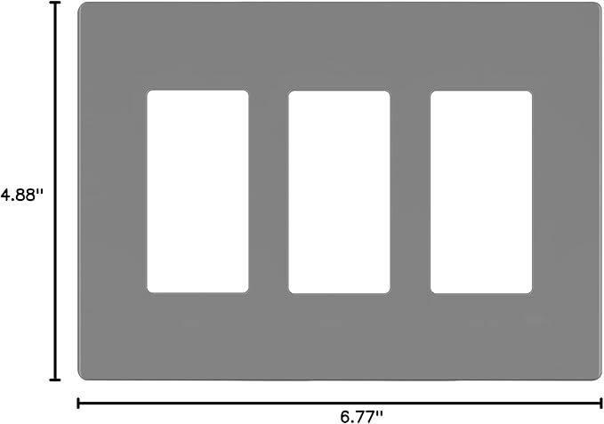 LIDER Matte Finish Decorator Switch Cover, Screwless Wall Plate, Mid-Size 3-Gang 4.88" x 6.77", Unbreakable Polycarbonate Thermoplastic, UL Listed, LSWP-33M-GY, Gray